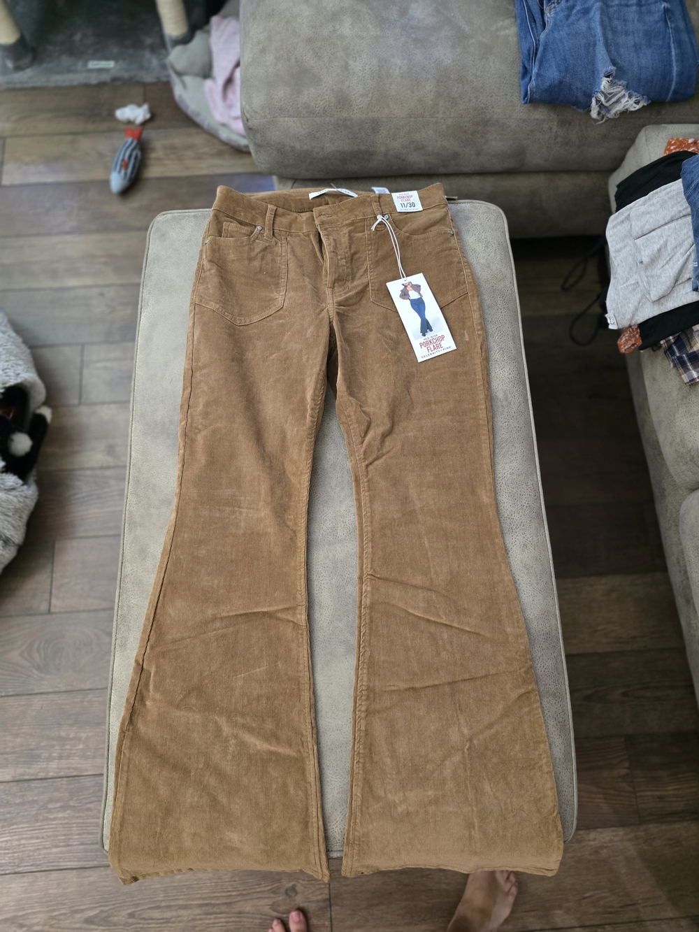 NWT- Celebrity Pink Porkchop Flare Pants in Camel